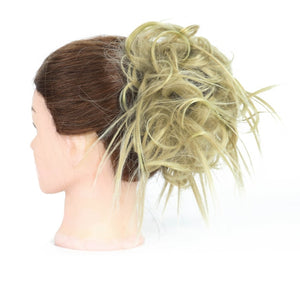 MERISIHAIR Girls Curly Scrunchie Chignon With Rubber Band Brown Gray Synthetic Hair Ring Wrap On Messy Bun Ponytails
