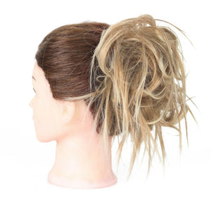 MERISIHAIR Girls Curly Scrunchie Chignon With Rubber Band Brown Gray Synthetic Hair Ring Wrap On Messy Bun Ponytails