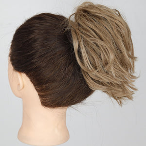 MERISIHAIR Girls Curly Scrunchie Chignon With Rubber Band Brown Gray Synthetic Hair Ring Wrap On Messy Bun Ponytails