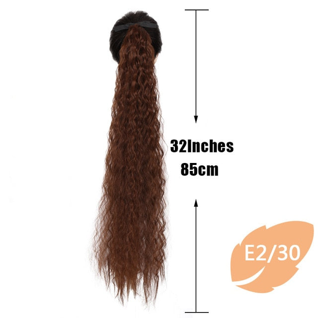 JINKAILI  85cm Super Long Straight Clip In Tail False Hair Ponytail Hairpiece With Hairpins Synthetic Pony Tail Extensions