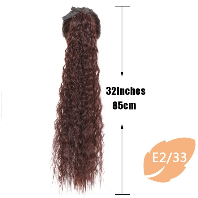 JINKAILI  85cm Super Long Straight Clip In Tail False Hair Ponytail Hairpiece With Hairpins Synthetic Pony Tail Extensions