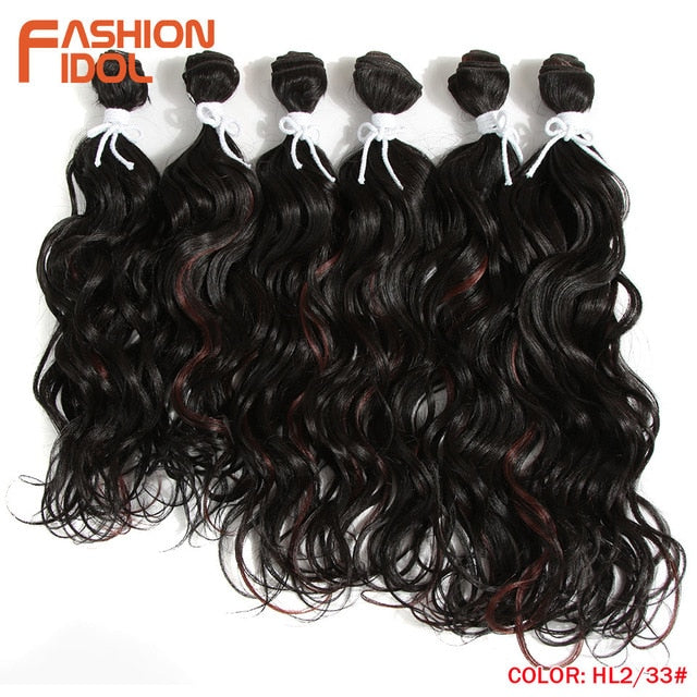FASHION IDOL Deep Wave Bundles Hair Weave Bundles Ombre Brown 6Pieces 16-20 Inch 250g Synthetic Hair Extensions Free Shipping