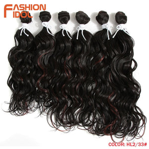 FASHION IDOL Deep Wave Bundles Hair Weave Bundles Ombre Brown 6Pieces 16-20 Inch 250g Synthetic Hair Extensions Free Shipping