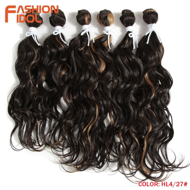 FASHION IDOL Deep Wave Bundles Hair Weave Bundles Ombre Brown 6Pieces 16-20 Inch 250g Synthetic Hair Extensions Free Shipping