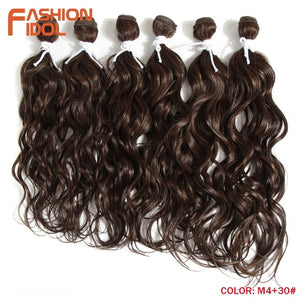 FASHION IDOL Deep Wave Bundles Hair Weave Bundles Ombre Brown 6Pieces 16-20 Inch 250g Synthetic Hair Extensions Free Shipping