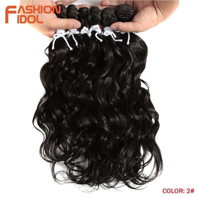 FASHION IDOL Deep Wave Bundles Hair Weave Bundles Ombre Brown 6Pieces 16-20 Inch 250g Synthetic Hair Extensions Free Shipping