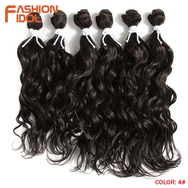 FASHION IDOL Deep Wave Bundles Hair Weave Bundles Ombre Brown 6Pieces 16-20 Inch 250g Synthetic Hair Extensions Free Shipping