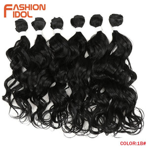 FASHION IDOL Deep Wave Bundles Hair Weave Bundles Ombre Brown 6Pieces 16-20 Inch 250g Synthetic Hair Extensions Free Shipping