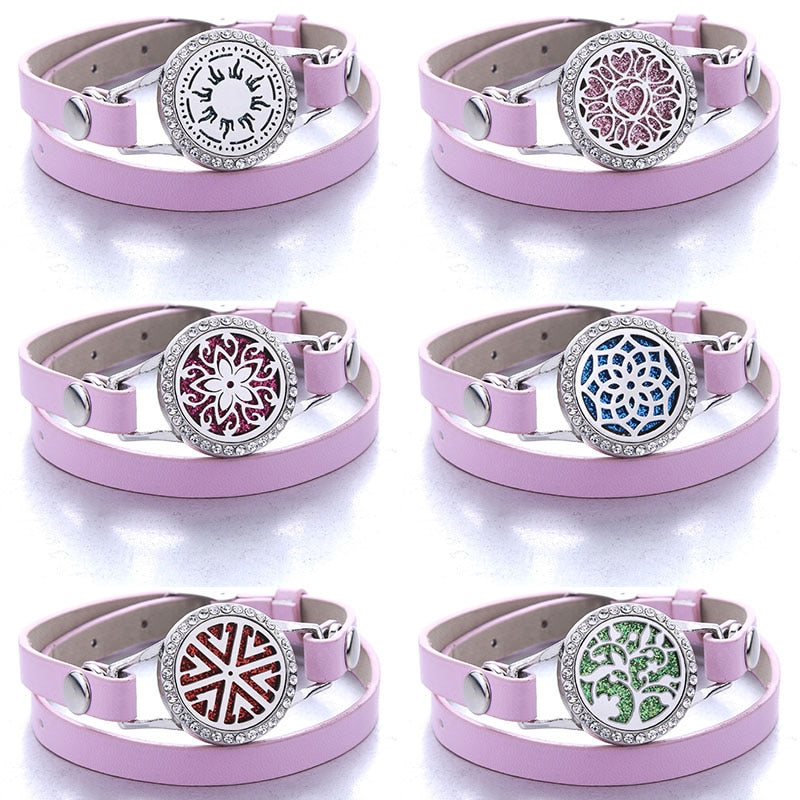 Genuine Leather Aromatherapy Bracelet Diffuser Jewelry Crystal Essential Oil Diffuser Bracelet Perfume Aroma Diffuser Bracelet