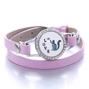 Genuine Leather Aromatherapy Bracelet Diffuser Jewelry Crystal Essential Oil Diffuser Bracelet Perfume Aroma Diffuser Bracelet