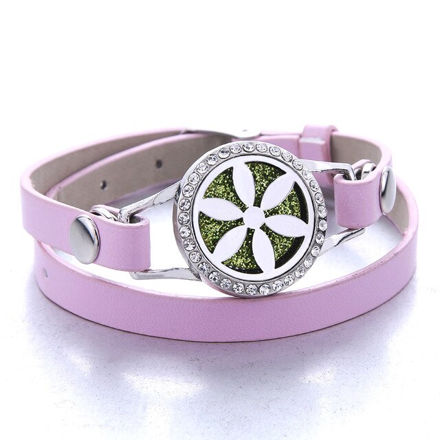 Genuine Leather Aromatherapy Bracelet Diffuser Jewelry Crystal Essential Oil Diffuser Bracelet Perfume Aroma Diffuser Bracelet