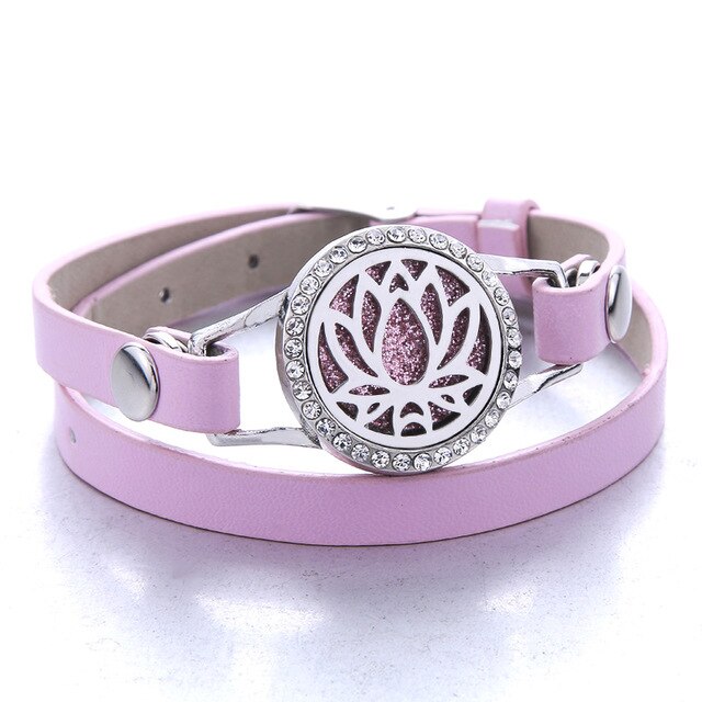 Genuine Leather Aromatherapy Bracelet Diffuser Jewelry Crystal Essential Oil Diffuser Bracelet Perfume Aroma Diffuser Bracelet