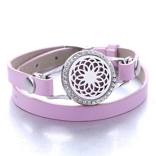 Genuine Leather Aromatherapy Bracelet Diffuser Jewelry Crystal Essential Oil Diffuser Bracelet Perfume Aroma Diffuser Bracelet