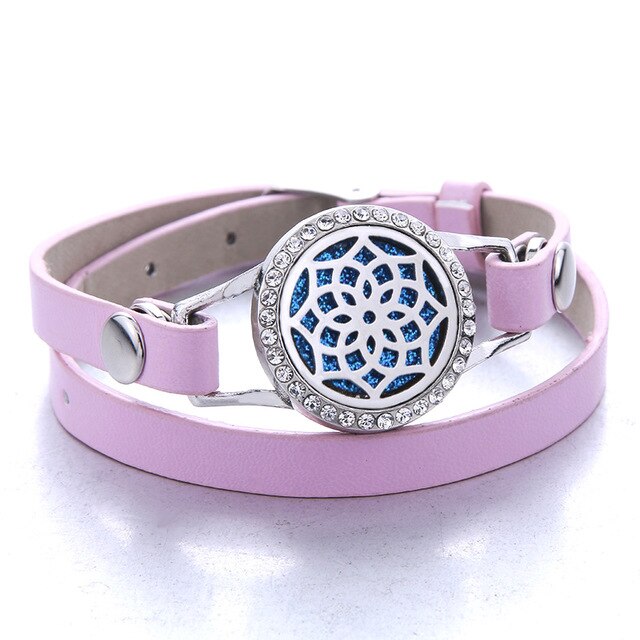 Genuine Leather Aromatherapy Bracelet Diffuser Jewelry Crystal Essential Oil Diffuser Bracelet Perfume Aroma Diffuser Bracelet
