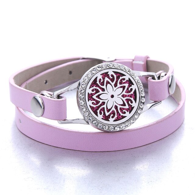 Genuine Leather Aromatherapy Bracelet Diffuser Jewelry Crystal Essential Oil Diffuser Bracelet Perfume Aroma Diffuser Bracelet