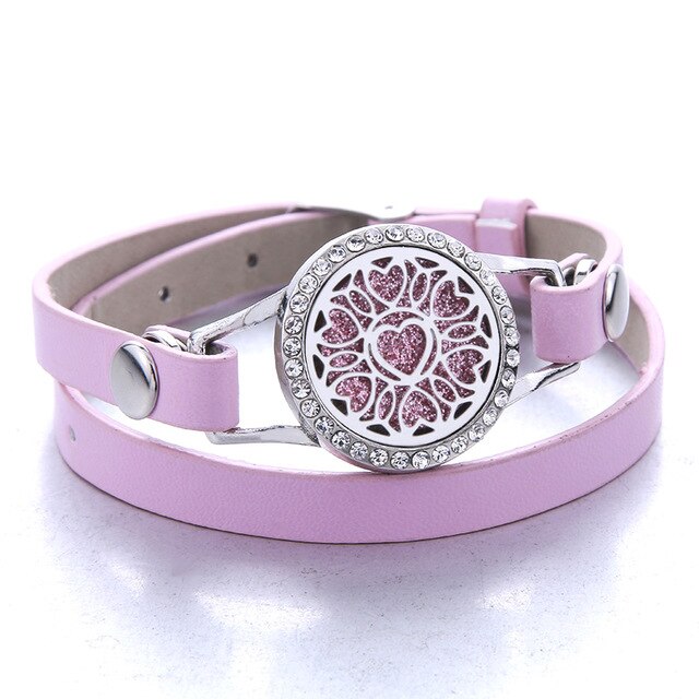 Genuine Leather Aromatherapy Bracelet Diffuser Jewelry Crystal Essential Oil Diffuser Bracelet Perfume Aroma Diffuser Bracelet