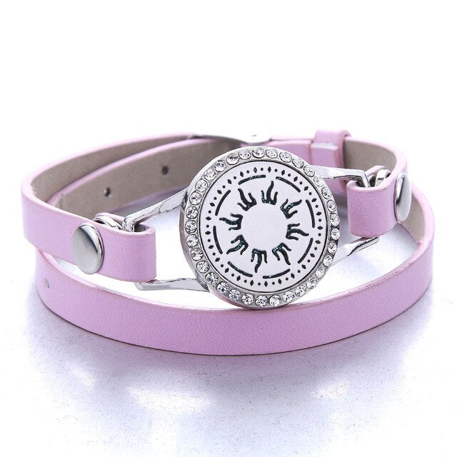 Genuine Leather Aromatherapy Bracelet Diffuser Jewelry Crystal Essential Oil Diffuser Bracelet Perfume Aroma Diffuser Bracelet