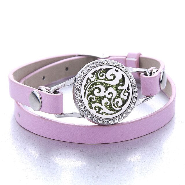 Genuine Leather Aromatherapy Bracelet Diffuser Jewelry Crystal Essential Oil Diffuser Bracelet Perfume Aroma Diffuser Bracelet