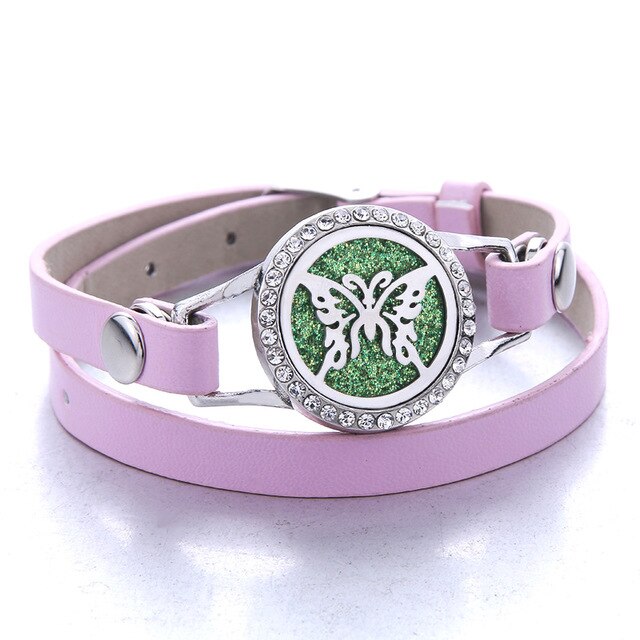 Genuine Leather Aromatherapy Bracelet Diffuser Jewelry Crystal Essential Oil Diffuser Bracelet Perfume Aroma Diffuser Bracelet