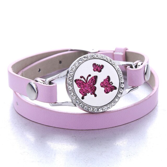Genuine Leather Aromatherapy Bracelet Diffuser Jewelry Crystal Essential Oil Diffuser Bracelet Perfume Aroma Diffuser Bracelet