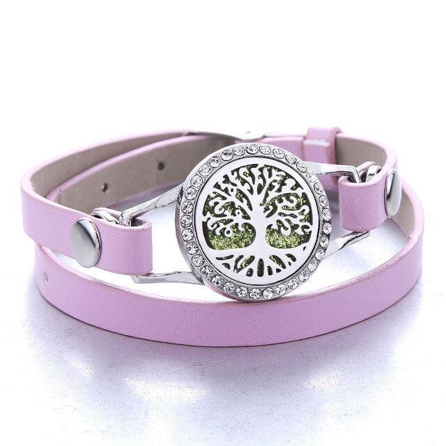 Genuine Leather Aromatherapy Bracelet Diffuser Jewelry Crystal Essential Oil Diffuser Bracelet Perfume Aroma Diffuser Bracelet