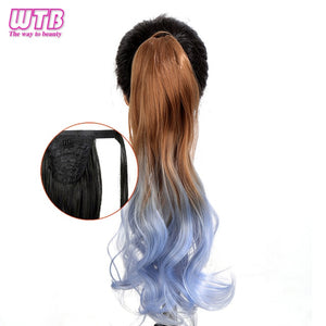 WTB 22" Long Wavy Wrap Around Clip In Ponytail Hair Extension Heat Resistant Synthetic Natural Wave Pony Tail Fake Hair