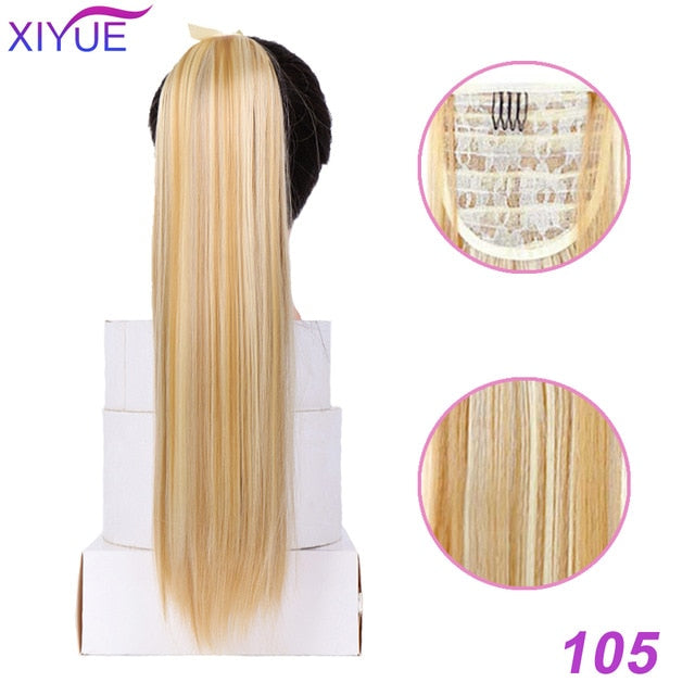 85cm Super Long Straight Clip In Tail False Hair Ponytail Hairpiece With Hairpins Synthetic Pony Tail Extensions For Women Ponyt