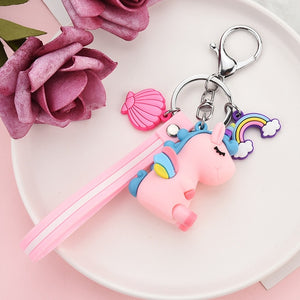 Rainbow Unicorn Key Chain Fancy&Fantasy PVC Animal Keychains Gift For Women Girls Bag Pendant Figure Charms Key Ring