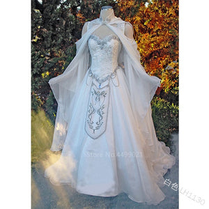 Halloween Fairy Princess Cosplay Costume for Women Dress Girls Middle Age Court Fairy Elf Fancy Embroidery Birthday Gift Chiffon