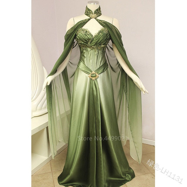 Halloween Fairy Princess Cosplay Costume for Women Dress Girls Middle Age Court Fairy Elf Fancy Embroidery Birthday Gift Chiffon
