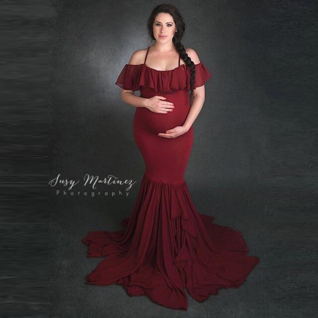 Lace Maternity Dresses For Photos Shoot Photography Props Long Dresses Pregnant Women Maternity Clothes Fancy Pregnancy Dress