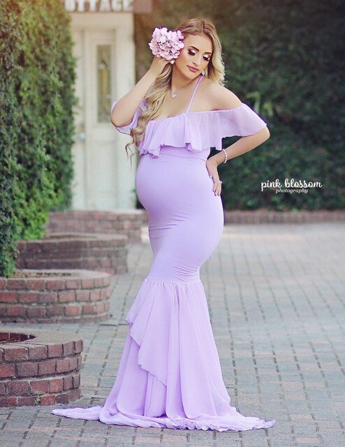 Lace Maternity Dresses For Photos Shoot Photography Props Long Dresses Pregnant Women Maternity Clothes Fancy Pregnancy Dress