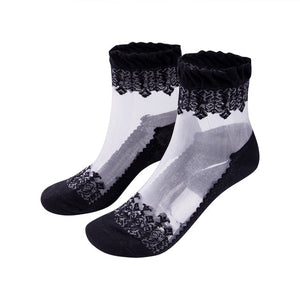 Women Sexy Ankle Fancy Retro Lace Ruffle Frilly Sexy Nylon Short Socks