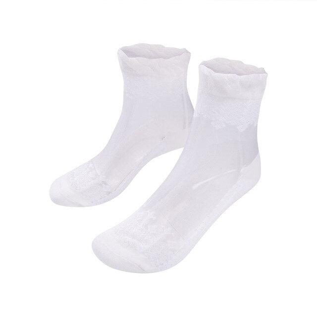 Women Sexy Ankle Fancy Retro Lace Ruffle Frilly Sexy Nylon Short Socks