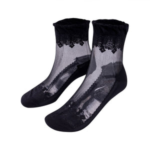Women Sexy Ankle Fancy Retro Lace Ruffle Frilly Sexy Nylon Short Socks