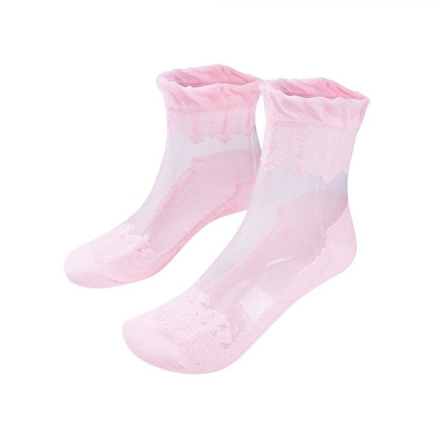 Women Sexy Ankle Fancy Retro Lace Ruffle Frilly Sexy Nylon Short Socks