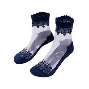 Women Sexy Ankle Fancy Retro Lace Ruffle Frilly Sexy Nylon Short Socks