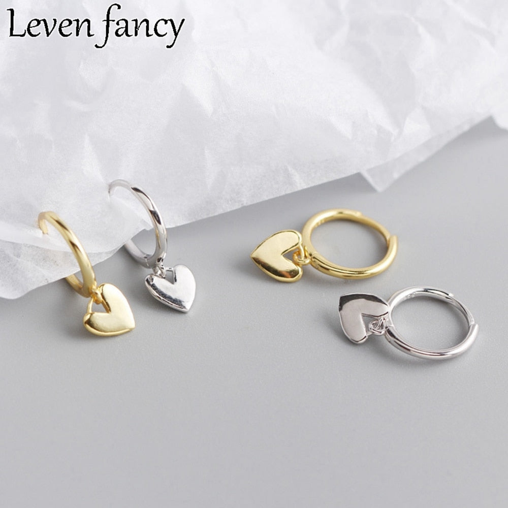 925 Sterling Silver Earring Love Heart Drop Earring For Women Elegant 18k Gold Circle Earring Fine Jewelry Silver Wedding Party