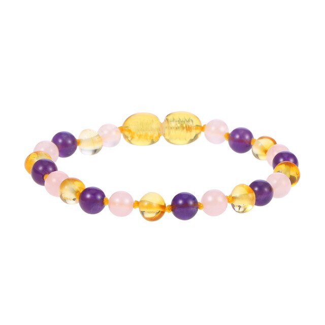 HAOHUPO Customizable Amber Bracelets with Natural Rose Quartz Original Jewelry for Adult Baby Anklets Fancy Baltic Amber Gift