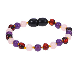 HAOHUPO Customizable Amber Bracelets with Natural Rose Quartz Original Jewelry for Adult Baby Anklets Fancy Baltic Amber Gift