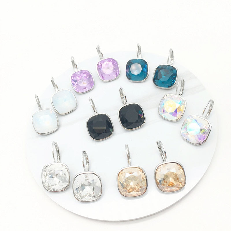 Ms.Betti 2020 new year cushion square fancy stones earrings with lever back french hook for  fashion women's wedding gifts