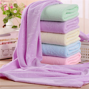 Bear Print  Bath Towels 70*140cm Beach Towel Microfiber Fabric Rectangle Bathroom Towels Washable Decor