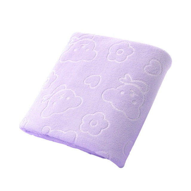 Bear Print  Bath Towels 70*140cm Beach Towel Microfiber Fabric Rectangle Bathroom Towels Washable Decor