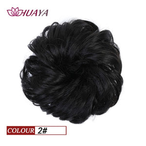 HUAYA Synthetic Curly Chignon Messy Scrunchie Elastic Rubber Band Hair Buns Wrap on Ponytail Natural Fake Hair Blonde Grey