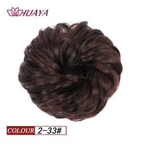 HUAYA Synthetic Curly Chignon Messy Scrunchie Elastic Rubber Band Hair Buns Wrap on Ponytail Natural Fake Hair Blonde Grey