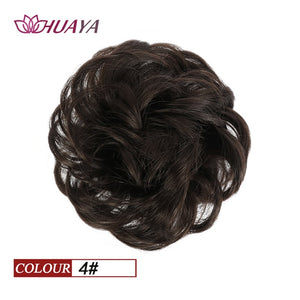 HUAYA Synthetic Curly Chignon Messy Scrunchie Elastic Rubber Band Hair Buns Wrap on Ponytail Natural Fake Hair Blonde Grey