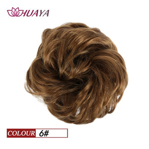 HUAYA Synthetic Curly Chignon Messy Scrunchie Elastic Rubber Band Hair Buns Wrap on Ponytail Natural Fake Hair Blonde Grey