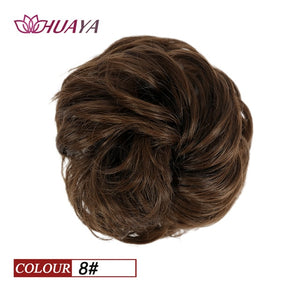 HUAYA Synthetic Curly Chignon Messy Scrunchie Elastic Rubber Band Hair Buns Wrap on Ponytail Natural Fake Hair Blonde Grey