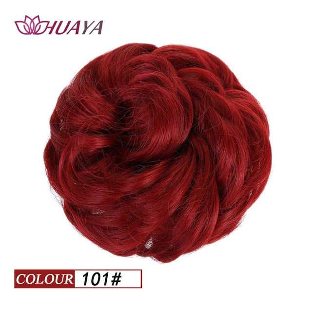 HUAYA Synthetic Curly Chignon Messy Scrunchie Elastic Rubber Band Hair Buns Wrap on Ponytail Natural Fake Hair Blonde Grey