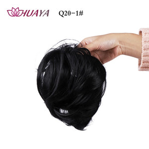 HUAYA Synthetic Curly Chignon Messy Scrunchie Elastic Rubber Band Hair Buns Wrap on Ponytail Natural Fake Hair Blonde Grey